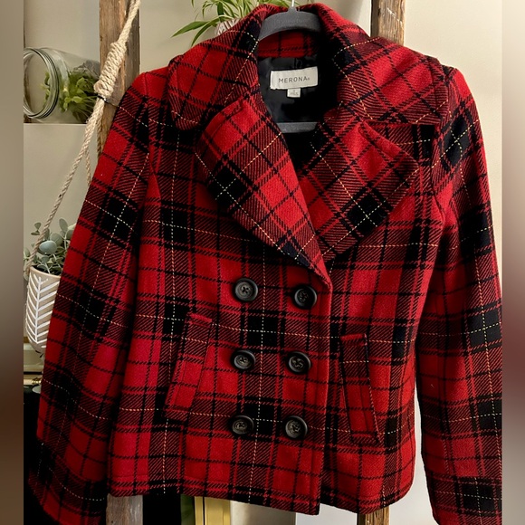 Merona Jackets & Blazers - Merona Double-Breasted Red Pea Coat EUC